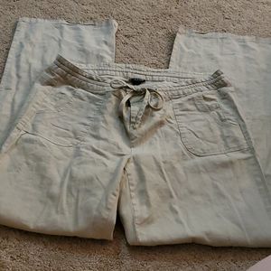 💚💚 khaki linen drawstring pants
